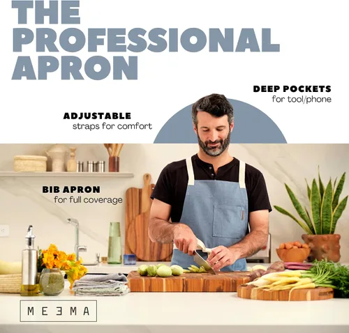 Vista 3 de MEEMA Chef Cross Back Aprons for Women with Pockets for Cooking, Baking