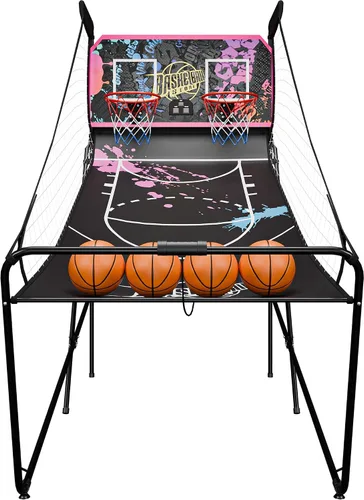 Vista 12 de JupiterForce Juego de Arcade de Baloncesto Plegable para Interiores, Máquina de Juego de Arcade de Canasta de Baloncesto Electrónica de Doble Tiro
