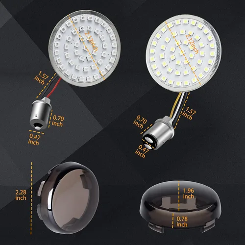 Vista 7 de Señales de giro LED secuenciales, parpadeos delanteros 1157 + traseros 1156 con lente ahumada compatibles con Harley Sportster Softail Street Glide