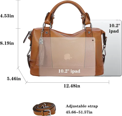 Vista 10 de Heshe - Bolsa de hombro de piel para mujer, con asa superior, bolsa cruzada