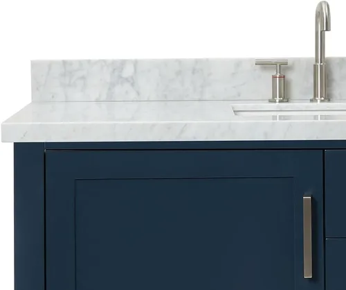 Vista 14 de ARIEL Bayhill - Tocador de baño con lavabo de 54 pulgadas, madera maciza, encimera de mármol italiano de Carrara de 1.5 pulgadas, fregadero Azul