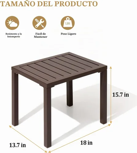 Vista 3 de Crestlive Products Mesa auxiliar al aire libre, mesa auxiliar rectangular de aluminio, mesa de café para patio pequeño para interiores y exteriores