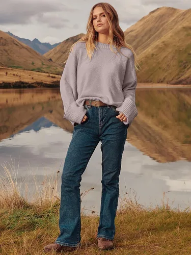Vista 16 de LOGENE Suéter de gran tamaño para mujer, cuello redondo, manga larga, suave, mullido, suéter de punto 2025 para otoño e invierno