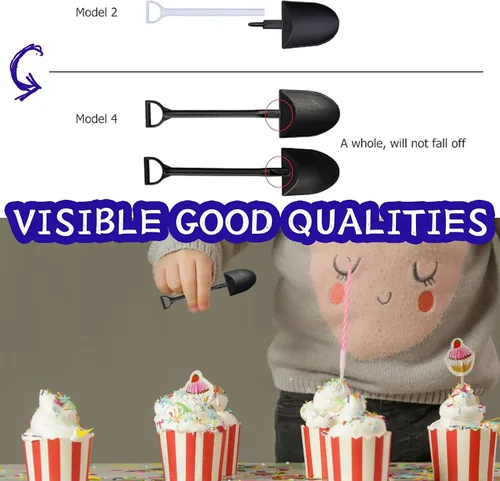 Vista 3 de OaaXbbECco Cucharas de postre plásticas desechables lindas de la novedad de la forma de la pala (50)