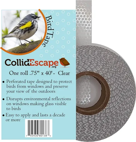 Vista 10 de COLLIDESCAPE Spiderweb - Cinta para Pájaros Transparente para Ventanas (3/4" x 20' - Cubre 1 a 2 paneles) Cintas Adhesivas para Pájaros