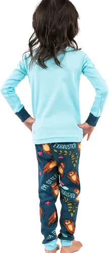 Vista 4 de Lazy One Conjuntos de pijama cálidos de manga larga para niñas y niños, divertidos conjuntos de pijama de animales para niños, acogedores, cómodos