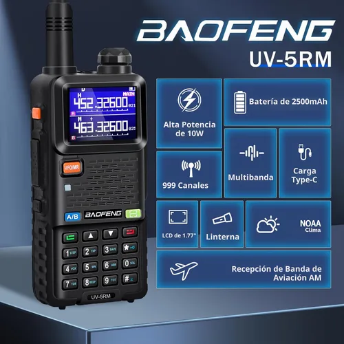 Vista 2 de BAOFENG UV-5RM Radio de Jamón de mano 10W Walkie Talkies Radio de 2 vías