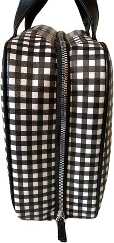 Vista 2 de Steve Madden Estuche cosmético Weekender para mujer, Negroblanco, talla única , Estuche de transporte cosmético