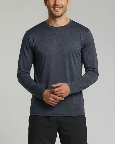 Vista 44 de Real Essentials Paquete de 4 unidades: camiseta de manga larga para hombre Dry Fit, disipa la humedad, protección solar FPU 50+ contra rayos