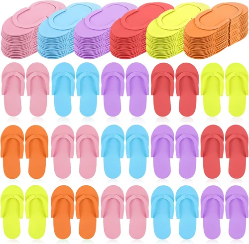 Vista 9 de Geyoga 48 pares de pantuflas desechables de pedicura de espuma, desechables, para spa, pedicura, para mujeres, salón de manicura, spa (coloridas)