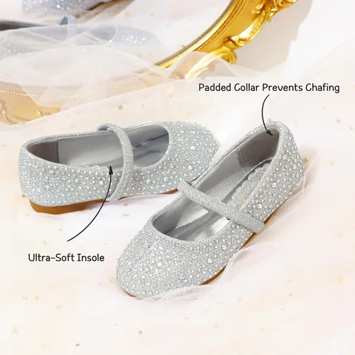 Vista 5 de DREAM PAIRS Zapatos planos Mary Jane con diamantes de imitación para niñas