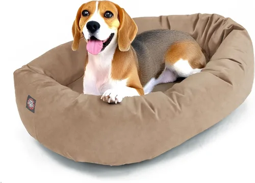 Vista 38 de Majestic Pet Cama para Perros de 52 Pulgadas de Ante Calmante Lavable 52x35x11 (Pulgadas) – Acogedora Cama Redonda para Perros con Forma de Dona