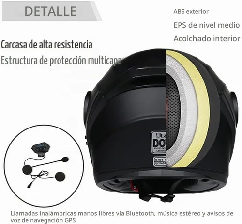 Vista 2 de Casco Modular de Motocicleta Bluetooth Aprobado DOT/ECE de Cara Completa Abatible Anti-Empañamiento Doble Visera Casco con Altavoz Dual Incorporado