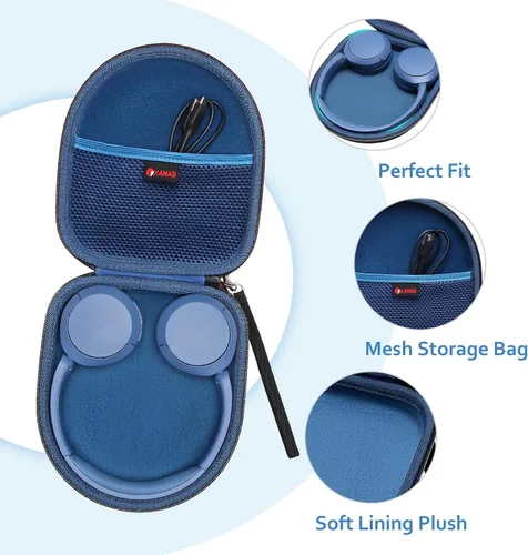 Vista 2 de XANAD Funda rígida para auriculares inalámbricos Bluetooth Sony WH-CH520 / WH-CH510 - Bolsa de almacenamiento protectora de viaje (azul) Hard