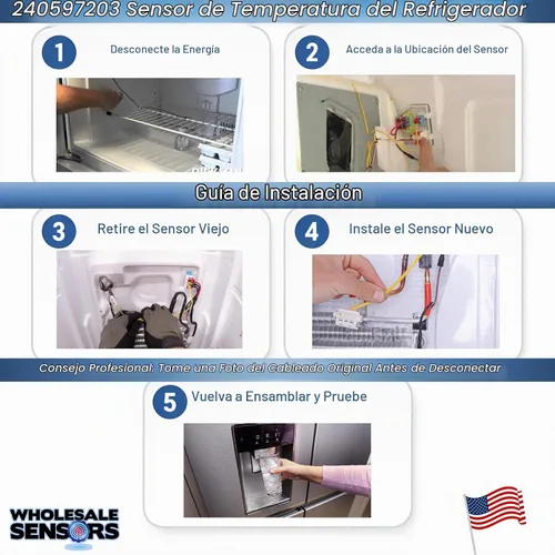 Vista 3 de Repuesto para sensor de temperatura de refrigerador Frigidaire 240597203