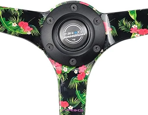 Vista 2 de NRG Innovations NRG-RST-036TROP-S Volante Reforzado - 3: Profundo, 0.197 in Radios Florales, 13.780 in Diámetro Negro Premium Suede Volante
