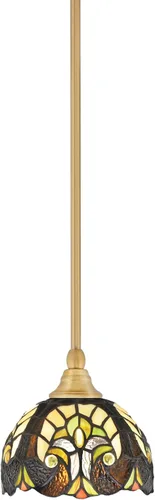 Vista 235 de Toltec Lighting Tallo Colgado Mini colgante, acabado de cobre negro, 3.5" cuadrado humo burbuja vidrio