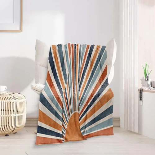Vista 12 de Manta moderna abstracta de color negro y beige, manta bohemia de franela de doble cara, adecuada para adultos y niños en el sofá, automóvil, siesta