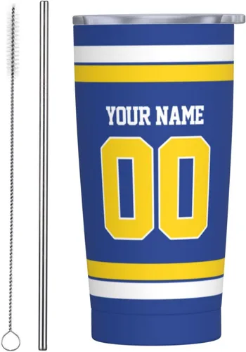 Vista 20 de Arizona - Vaso aislado personalizado con número de nombre, vasos de fútbol personalizados con pajita, taza de viaje personalizada para café, regalos