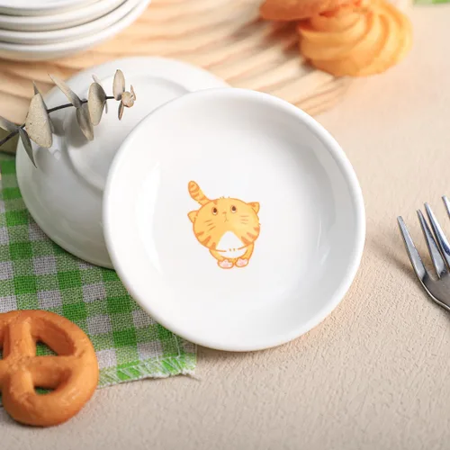 Vista 6 de SOCOSY Platos de cerámica de animales de dibujos animados súper lindos, platos de condimentos, cuencos de sushi y soja, platos de aperitivo, platos