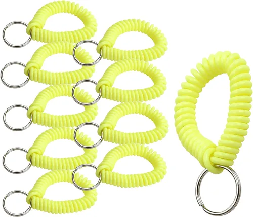 Vista 13 de Lucky Line - Resorte de muñeca en espiral de 2 pulgadas de diámetro con llavero de acero, multicolor, pulsera flexible para muñeca, se estira hasta