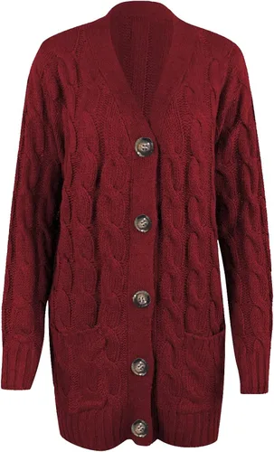 Vista 4 de Fragarn Suéteres de talla grande para mujer, cárdigan bohemio de retazos de manga larga con frente abierto, suéteres de punto con bolsillos