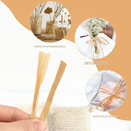 Vista 4 de Cordel de cinta de papel de rafia natural de 656 pies, cuerda de rafia de 1/4 de pulgada, cinta de papel de embalaje resistente para ramos de Marrón