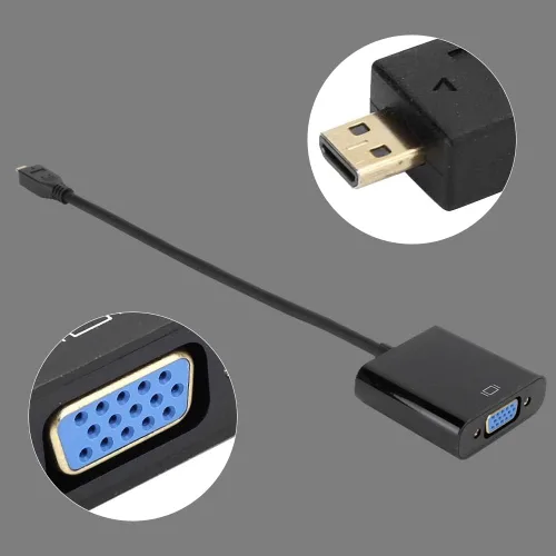 Vista 7 de Convertidor de video micro HDMI a VGA, adaptador de convertidor de video micro HDMI a VGA 1080P, para Raspberry Pi 4B, con función de fuente