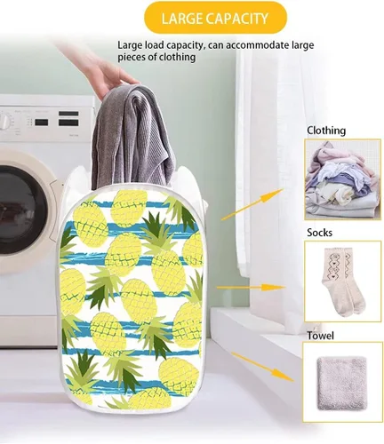 Vista 6 de AFPANQZ Cesta plegable de malla para ropa sucia, plegable, portátil, para guardar lugar para el hogar, fácil de plegar para viajes, 13.5 x 13.5 x 21