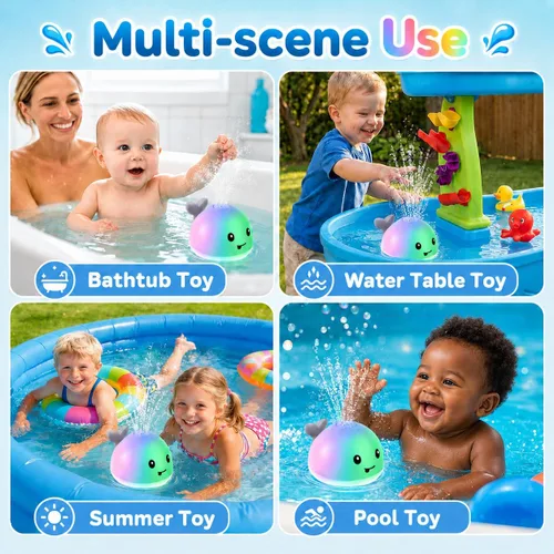 Vista 5 de Gigilli - Juguetes de baño para bebés, juguetes de baño magnéticos recargables para niños, bañera para niños pequeños, piscina, mesa de agua