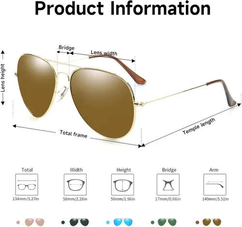 Vista 3 de Soarea Fashion Shields - Gafas de sol de aviador para mujeres y hombres de gran tamaño cuadradas de metal antirreflejos 100 protección UV