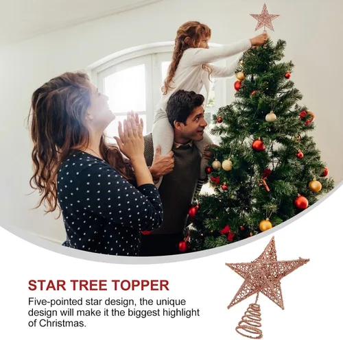 Vista 7 de PRETYZOOM Decoración de árbol de Navidad con estrella brillante, decoración de fiesta de Navidad, recuerdos de fiesta, 7.87 x 7.87 x 1.57 pulgadas