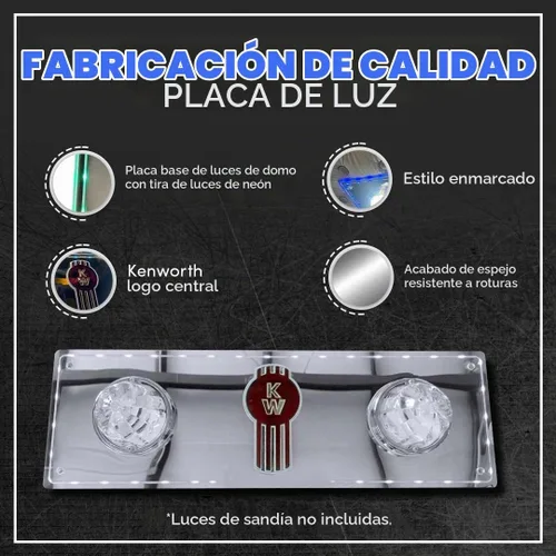 Vista 2 de Florida's Finest Customs compatible con luces de techo para dormitorio Kenworth (azul) Placa de luz de cúpula y acabado espejado Inserto