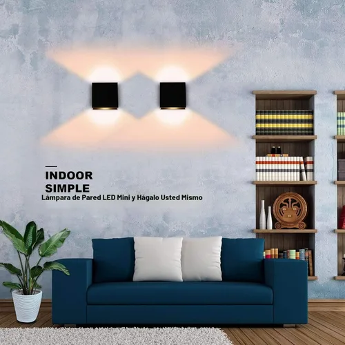 Vista 5 de Lightess Aplique de pared interior regulable de 10W, lámpara de pared LED moderna negra, luces de montaje en pared hacia arriba y hacia abajo, mini