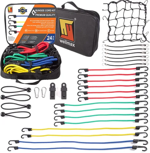 Vista 7 de Wellmax Juego de 24 piezas + 4 piezas con lazos para toldo, ganchos de metal recubiertos de plástico