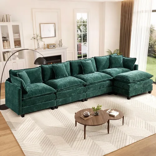 Vista 79 de Sofá seccional modular convertible de 76.7", sofás de dos plazas de chenilla con asiento profundo y cojines tipo loveseat para sala de estar, Beige