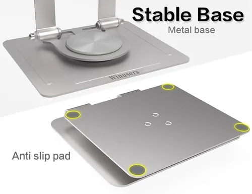 Vista 6 de Soporte para tablet para escritorio, soporte ajustable para tableta de escritorio, tableta plegable con base giratoria de 360 grados para iPad Pro