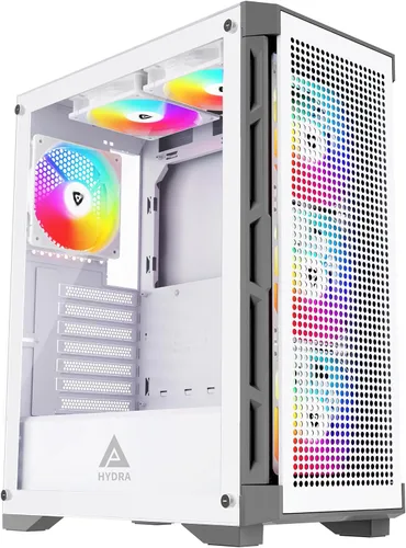Vista 8 de Apevia Eclipse-BK Eclipse Carcasa de PC de Torre Media para Juegos con 5 Ventiladores ARGB de 120mm, 366 Modos de Luz RGB, Diseño Minimalista