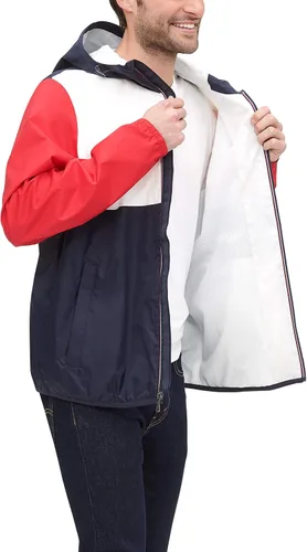 Vista 6 de Tommy Hilfiger - Chaqueta impermeable con capucha para hombre, ligera, para lluvia