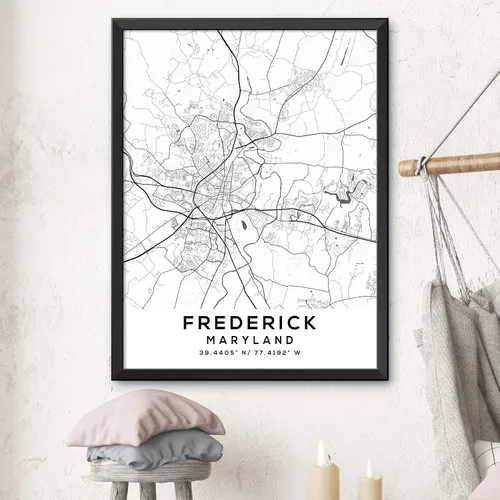 Vista 3 de Mapa de Frederick, Maryland, Light 2 (8x10)