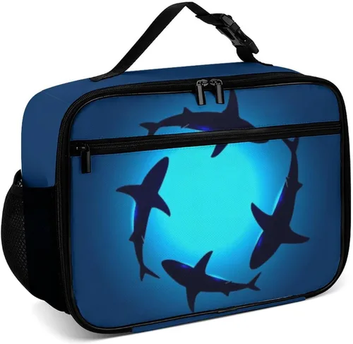 Vista 18 de Lonchera reutilizable con diseño a cuadros y negro y blanco con aislamiento, bolsa de almuerzo para comida y comida, bolsa de mano para mujeres