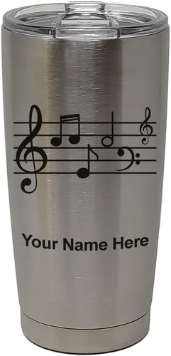 Vista 30 de LaserGram Vaso aislado al vacío de 20 onzas, personal de música, grabado personalizado incluido (negro)