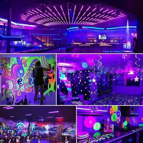 Vista 8 de Paquete de 2 luces LED negras de 42 W, barras de luz negra con enchufe+interruptor+cable de 6 pies, luz negra para fiesta brillante, póster
