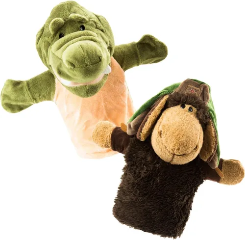 Vista 7 de Juego de marionetas de mano de animales para niños y adultos, juguetes de felpa suave de alta calidad de 12.5 pulgadas con bocas móviles, perfecto