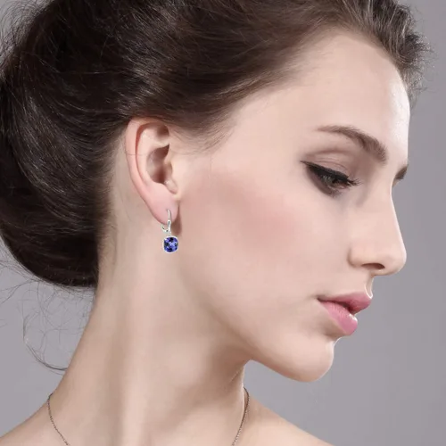 Vista 60 de Gem Stone King Aretes colgantes de plata de ley 925 de 0.315 pulgadas para mujer