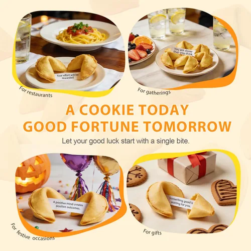 Vista 7 de Soeos Fortune Cookies, aproximadamente 48 unidades, sabor vainilla, galletas Fortune envueltas individualmente a granel, galletas crujientes