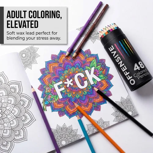 Vista 5 de 48 lápices de colores divertidos y ofensivos para adultos – Juego de regalos de broma preafilados para libros de colorear de adultos, insultos