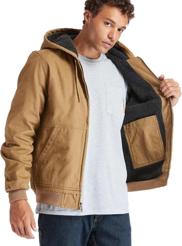 Vista 2 de Timberland PRO Chaqueta con capucha de lona con forro Gritman para hombre Marrón