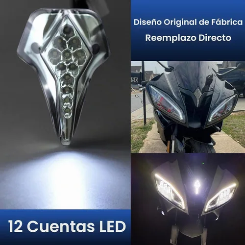 Vista 3 de GUAIMI 12 LED Clear/Smoke Lens Center Light Pilot Light Parabrisas 3rd ojos para YZF-R6 2008-2012-Negro (no para R6S)