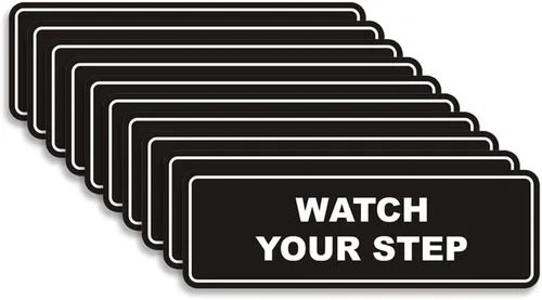 Vista 47 de Signs ByLITA Letrero estándar para pared o puerta con texto en inglés «Watch Your Step», señalización de salud y seguridad (negro), mediano